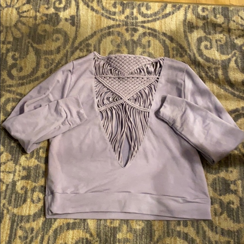 Purple crotchet back knit sweatshirt